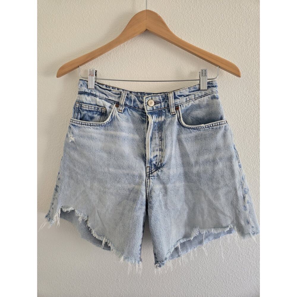 Reformation Raye Mid Rise 6" Relaxed Jean Shorts Womens 24 Tenaya Wash Raw Hem
